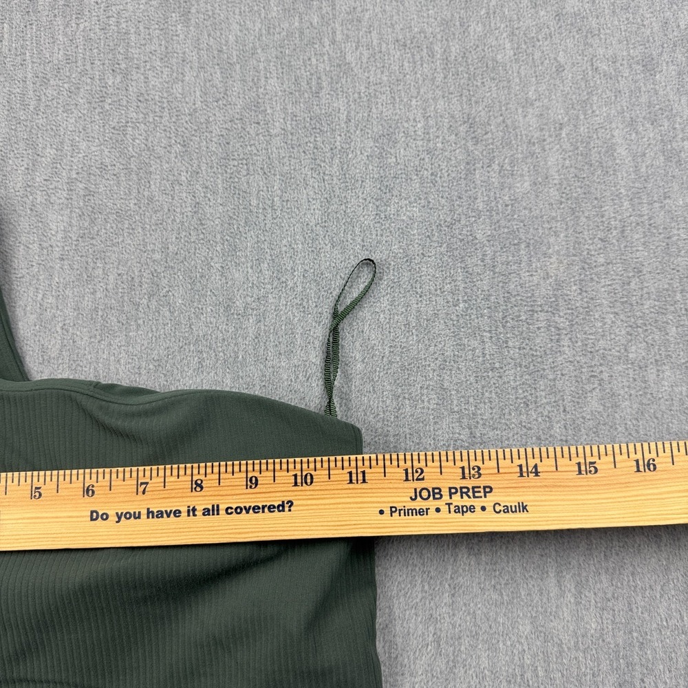 Lululemon Tank Top Womens 2 Green Ribbed Nulu Asymmetrical Yoga Workout W1ERPS - Picture 6 of 10